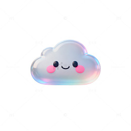 玻璃质感可爱云朵卡通设计素材