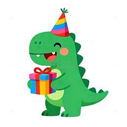 卡通风可爱恐龙生日礼物设计素材