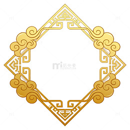 中式风金色祥云边框装饰设计素材