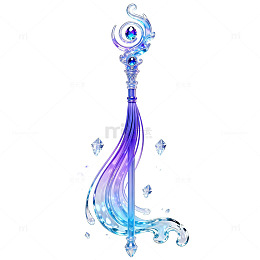 梦幻风魔法权杖水彩插画设计素材