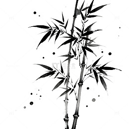 水墨风竹子写意国画设计素材