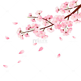 手绘风樱花枝飘落花瓣矢量素材
