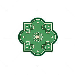 中式风绿色祥云花纹图案设计素材
