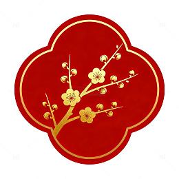 国风红色梅花图案矢量设计素材