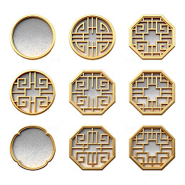 中式古典窗格图案设计素材