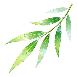 水彩风绿叶枝条手绘植物设计素材