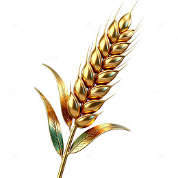 金色手绘麦穗植物插画设计素材