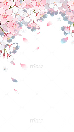 日系风樱花飘落插画设计素材