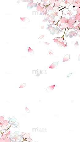 水彩风樱花飘落手绘背景设计素材