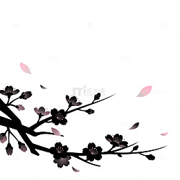 剪影风樱花枝条背景设计素材