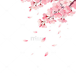 水彩风樱花飘落背景设计素材