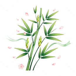水墨风竹子植物手绘插画设计素材