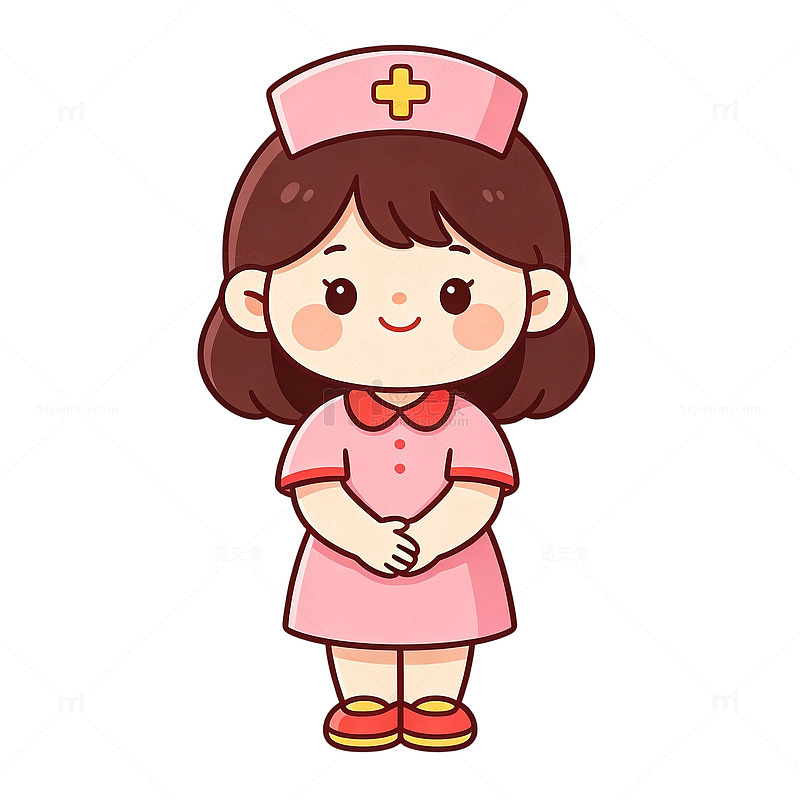 卡通风护士可爱人物插画免扣设计素材元素