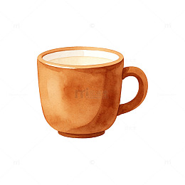 水彩风咖啡杯手绘插画设计素材