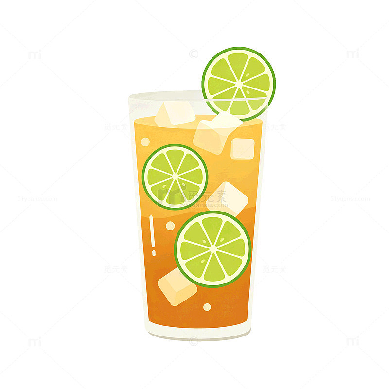 扁平风冰镇柠檬茶插画设计素材
