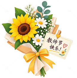 插画风教师节花束祝福卡片设计素材