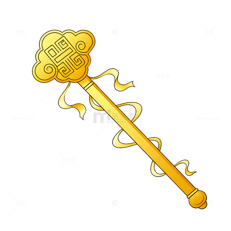 卡通风金色如意权杖设计素材