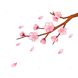 手绘风樱花枝条插画设计素材