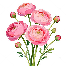 手绘风粉色毛茛花插画设计素材
