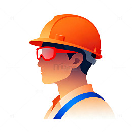 扁平风建筑工人侧面插画设计素材